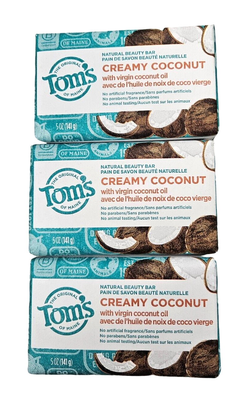 Toms of Maine Beauty Bar CREAMY COCONUT 5oz ( 3 bars )