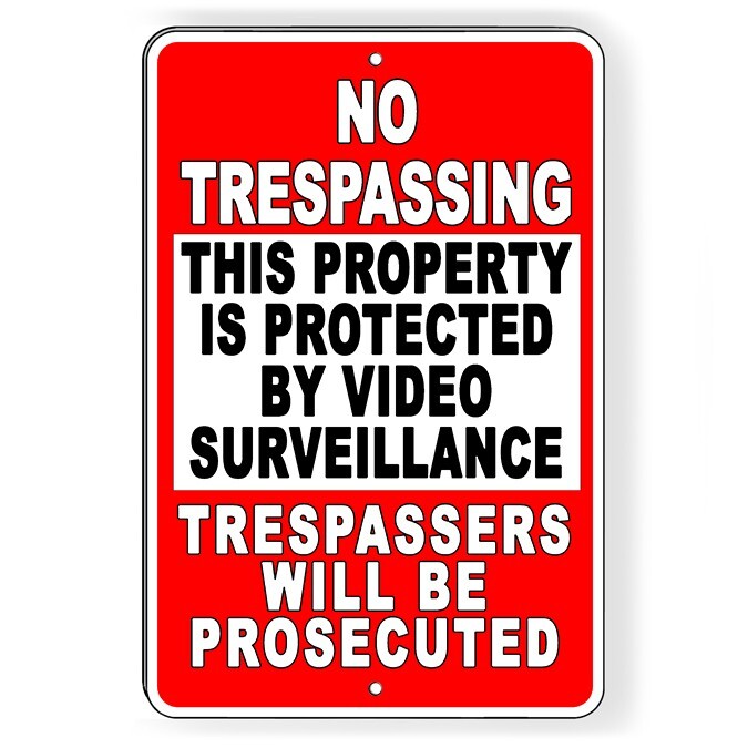 Video Surveillance Security 8" x 12" Aluminum Sign No Trespass Alarm Camera CCTV