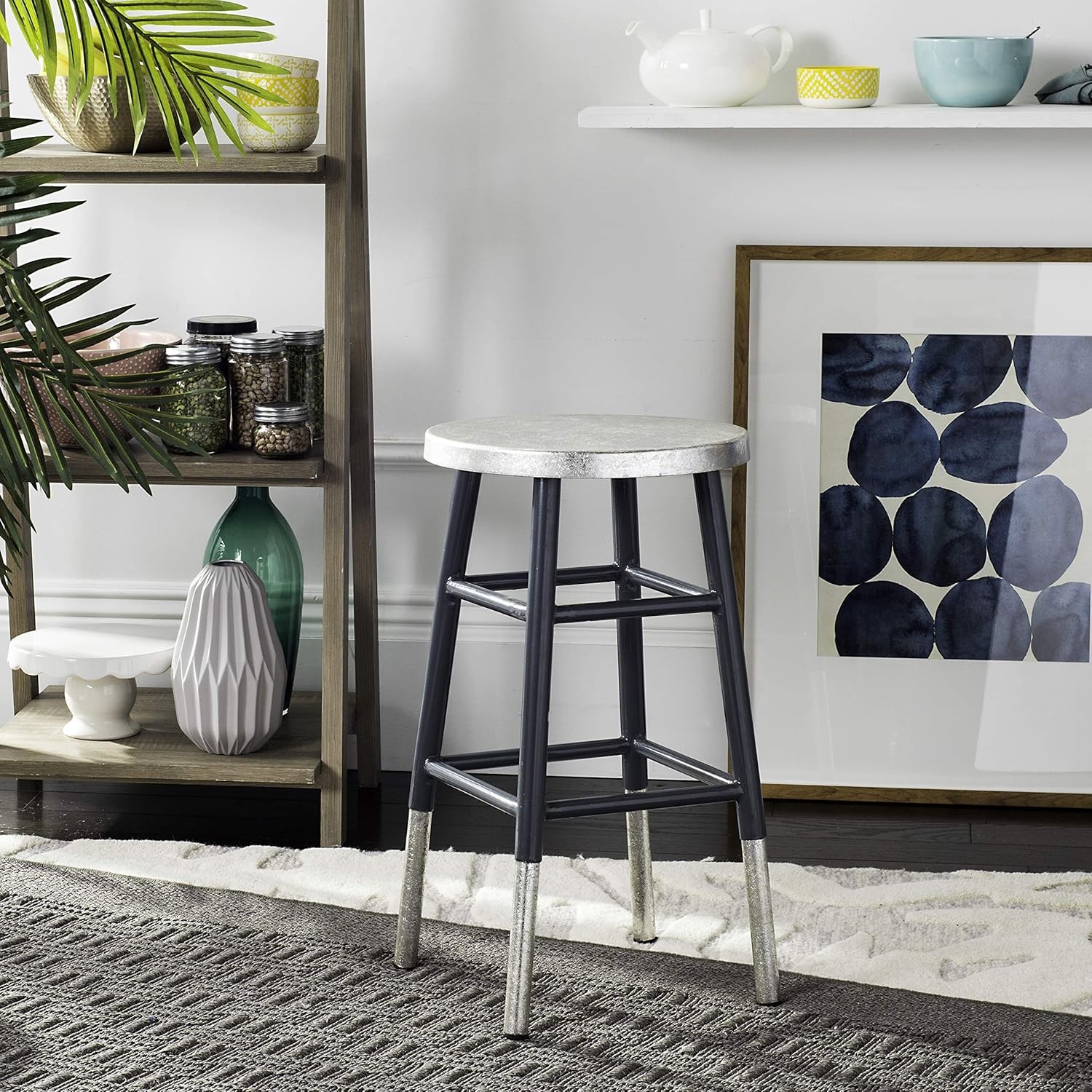 Home Collection Kenzie Grey & Silver 24-inch Counter Stool