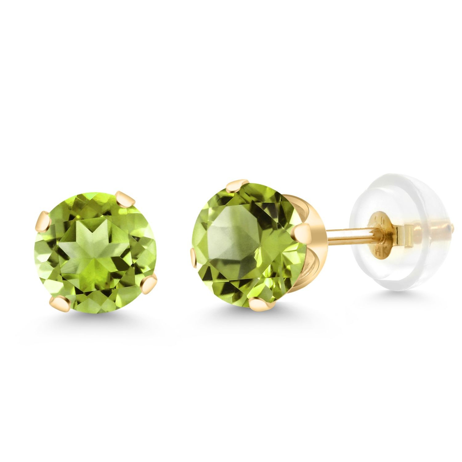 14K Yellow Gold Peridot Stud Earrings For Women | 2.00 Cttw | Gemstone