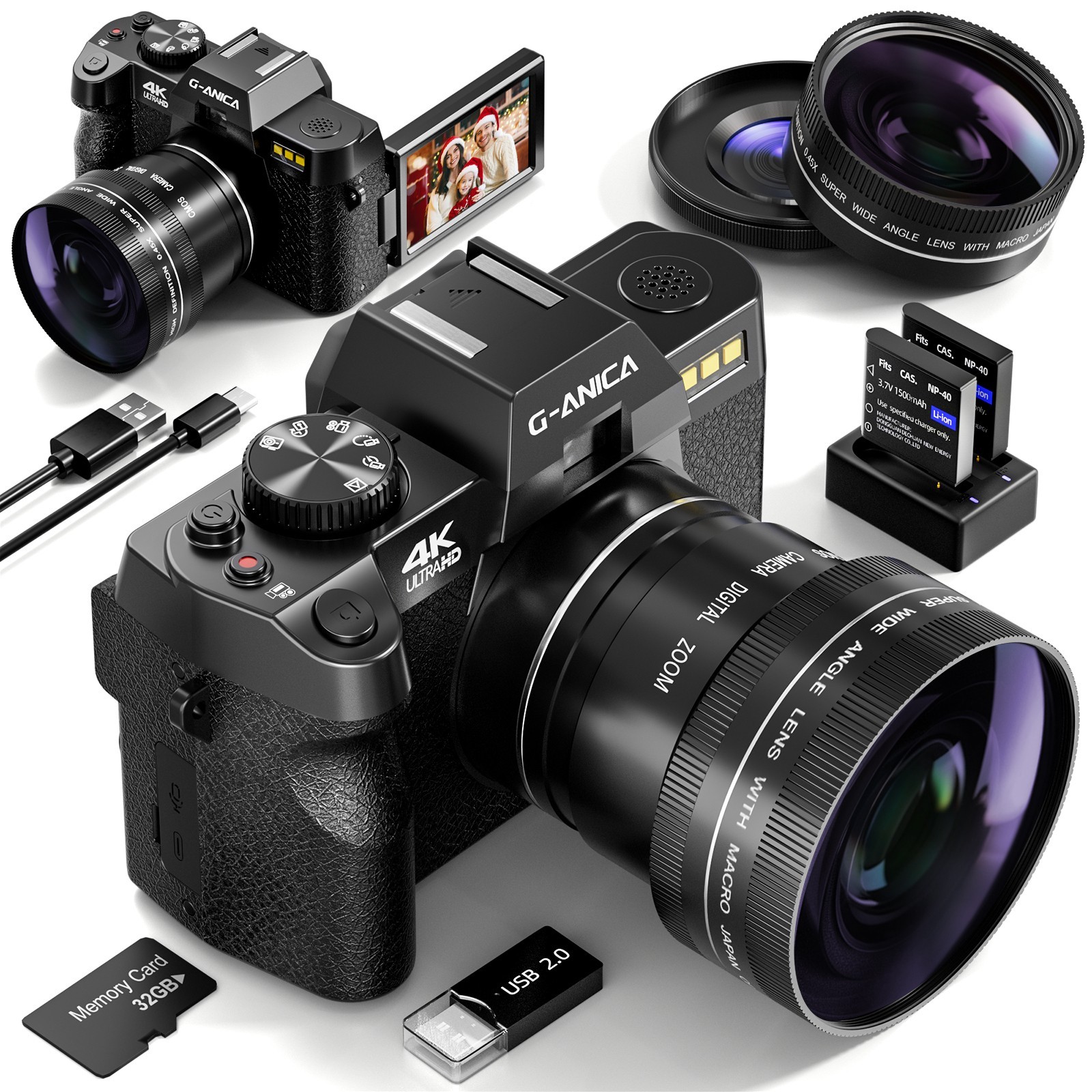 Digital Camera 4K 48MP 16X Video Camera With 32GB TF for Youtube tested working