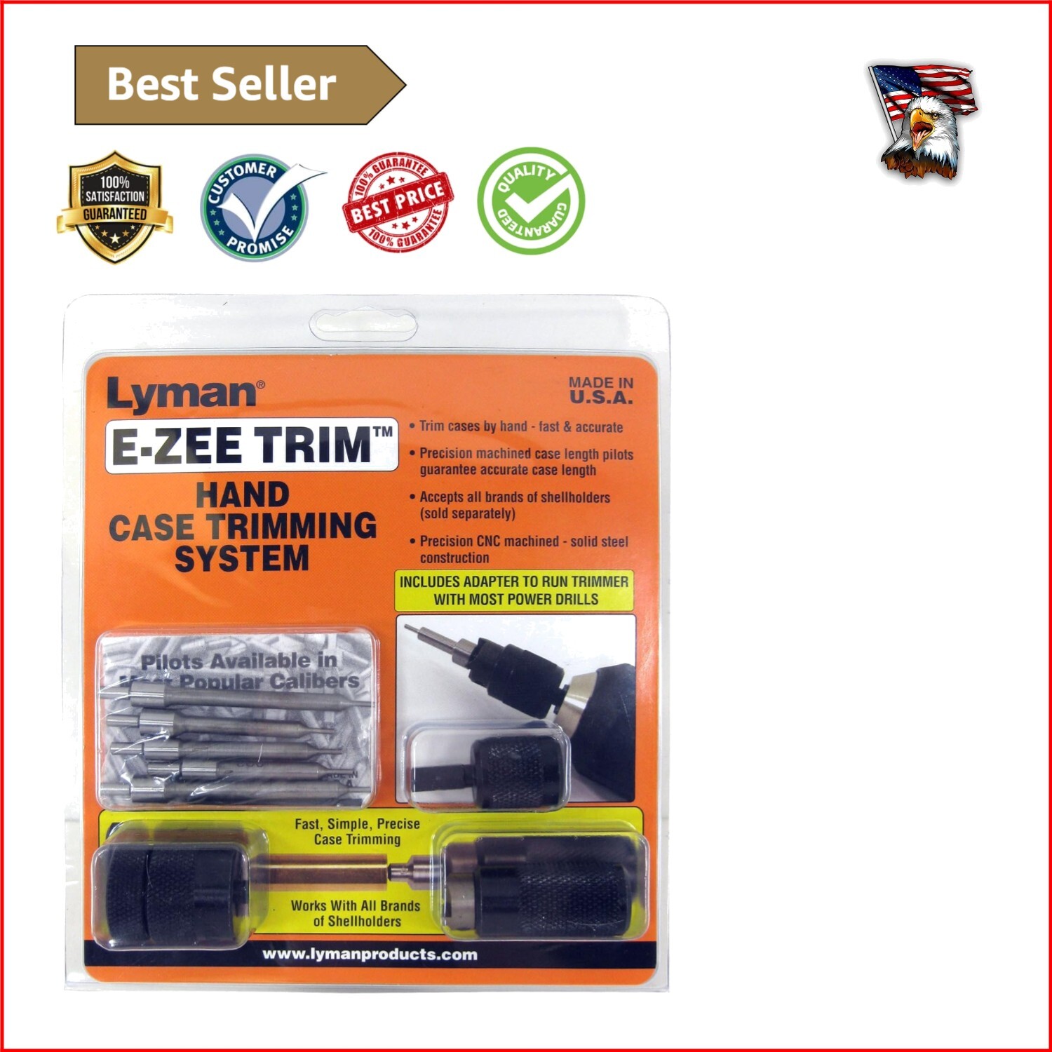 USA-Made E-ZEE Trim Case Trimmer - Quick Assembly & Multi Caliber Compatible