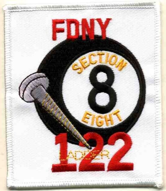 New York City Ladder - 122 "Section Eight" (3.25" x 4" size) fire patch