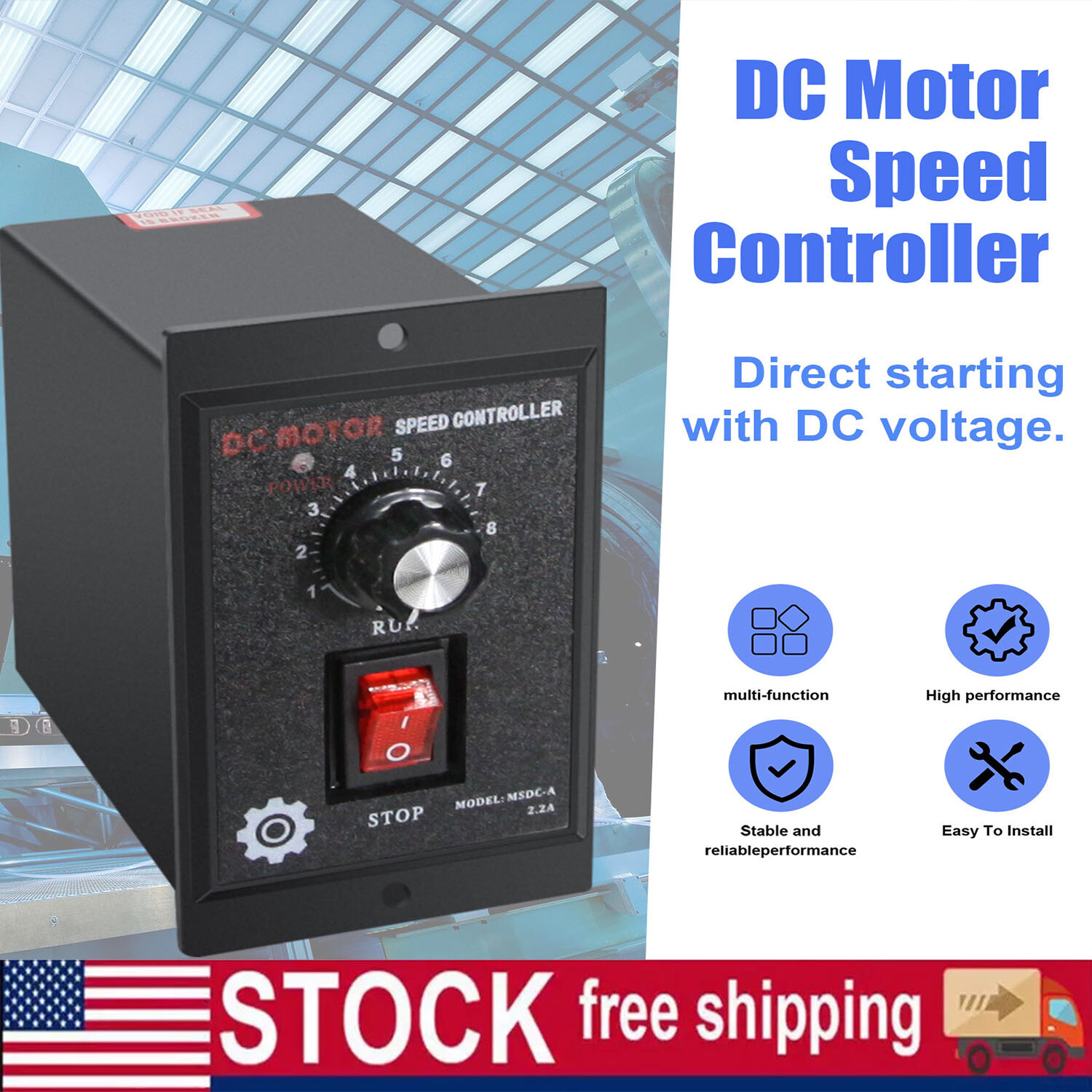 US 500W DC Motor Speed Controller AC 110V to DC 90V Forward Reversible Regulator