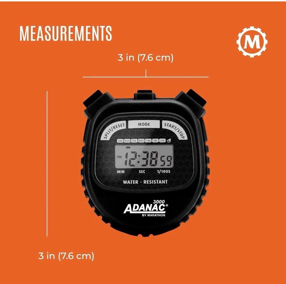 Adanac By Marathon 3000 Digital Stopwatch Timer Water Dust & Shock Resistant