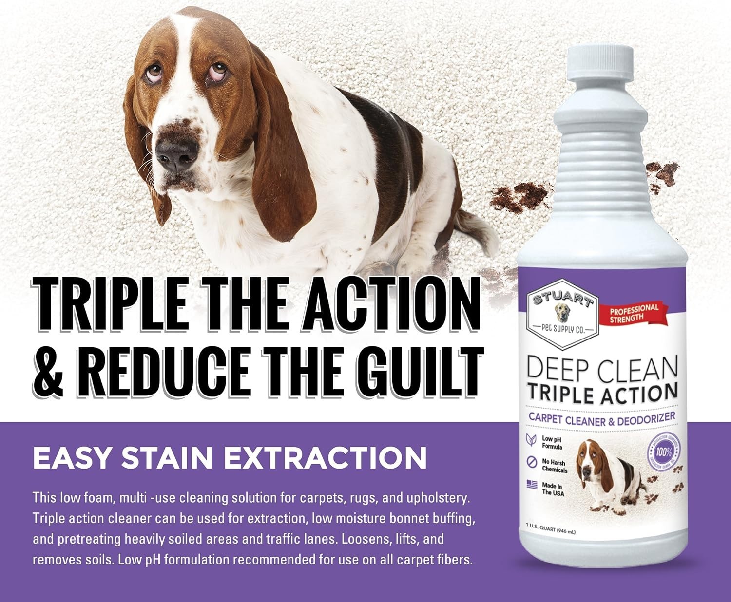 Professional Strength Deep Clean Gal. 3X Carpet Cleaner Solution & Deodorizer...