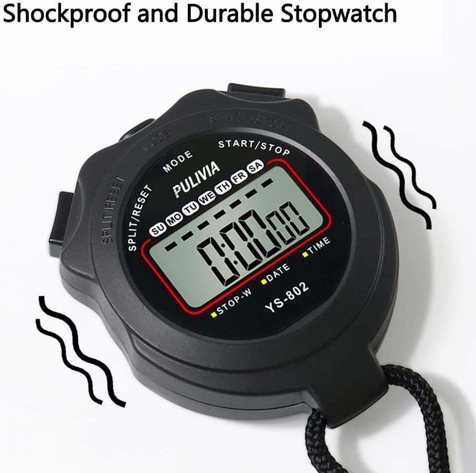Stopwatch Timer Lap Split Digital Stopwatch With Clock Calendar Alarm, Large For
