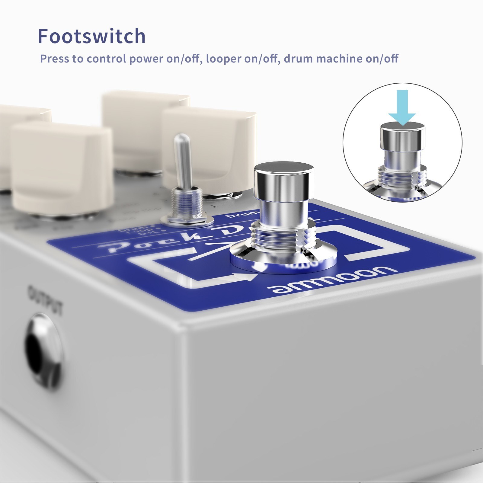 PockDrum Drum & Loop Guitar Effect Pedal 3 Modes 11 Drum Styles 11 E0W9