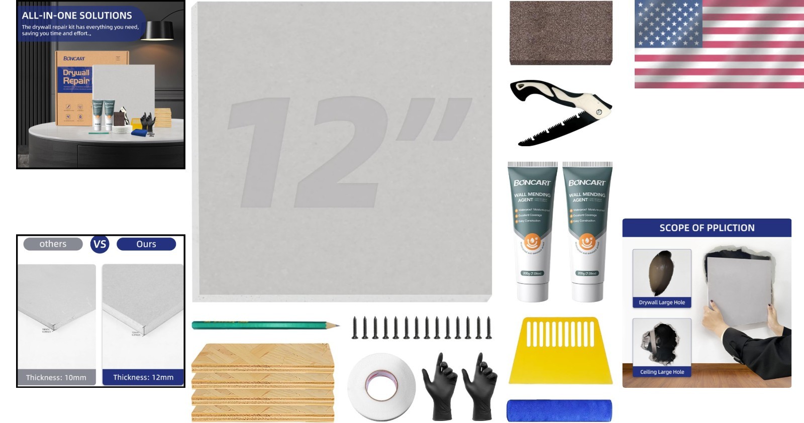 Professional 12" Drywall Patch Kit - Easy Home Repair Solution for Everyone