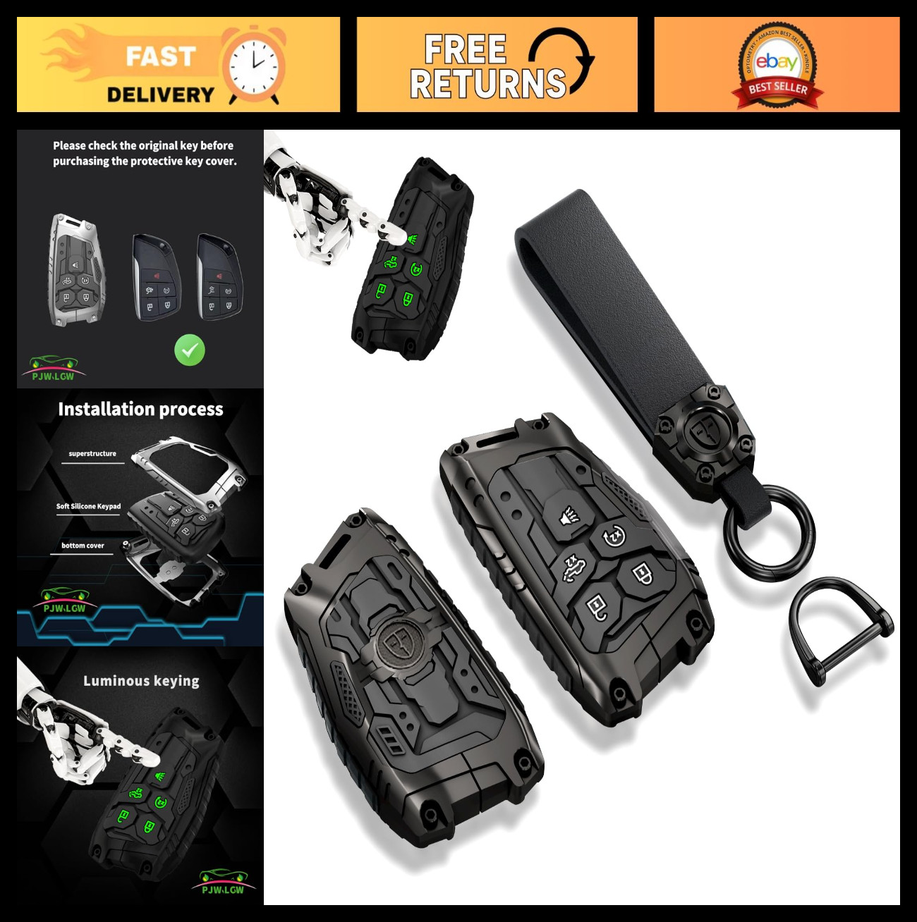 Durable Heavy Metal Key Fob Cover for 2022-2025 Chevy Silverado & GMC Sierra