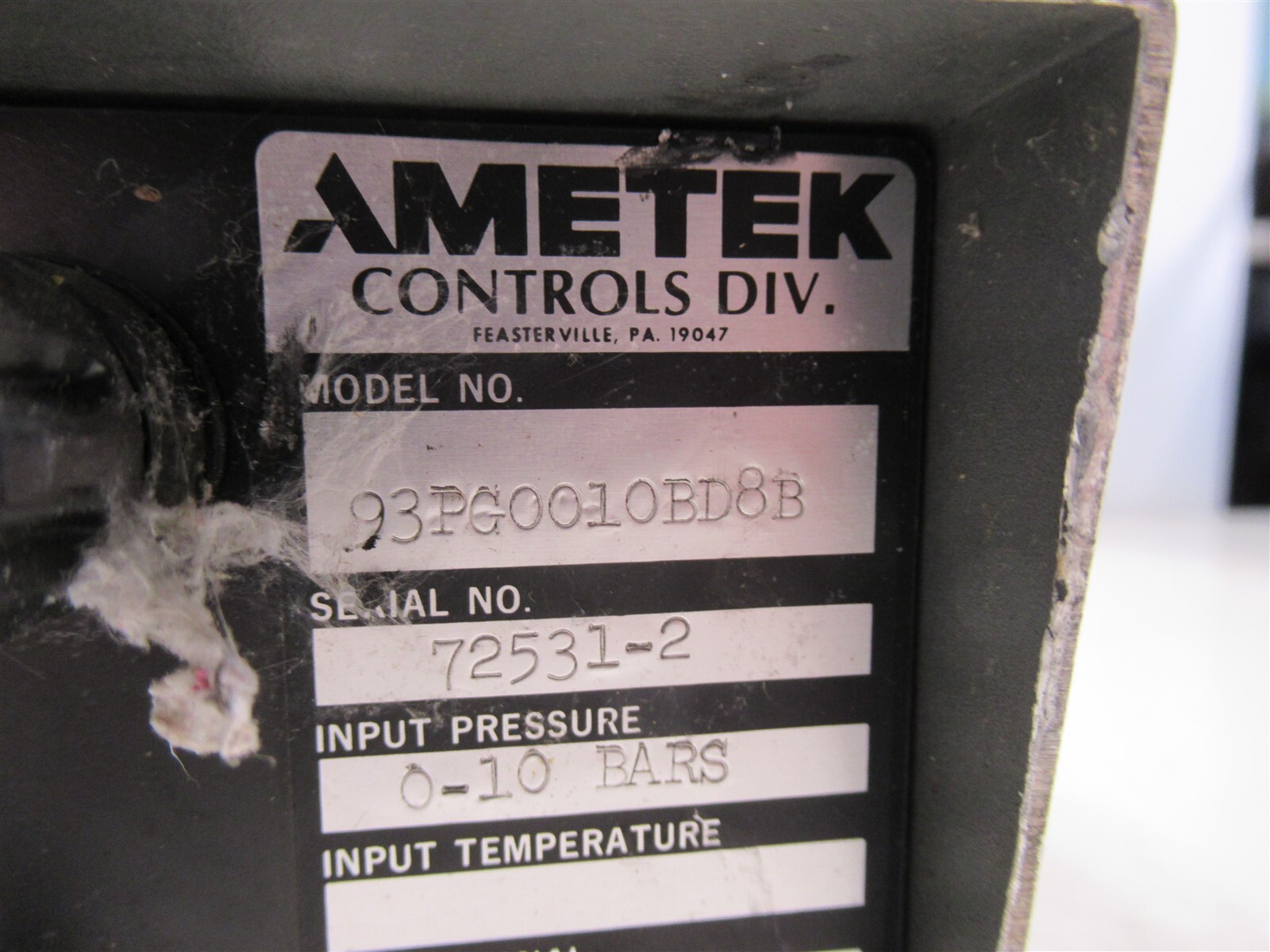 Ametek 93P Digital Pressure Indicator 93PG0010BDE8B 0-100 Bars Panel Meter