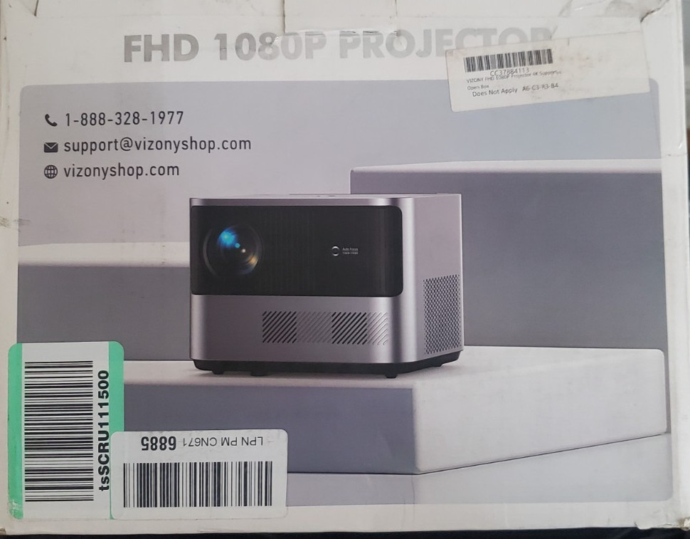VIZONY FHD 1080P Projectors 800ANSI 5G WiFi Bluetooth 4K Home Theater OPEN BOX