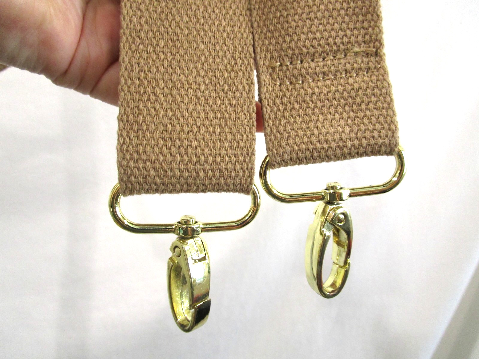 Tan Brown Canvas Gold Hardware Adjustable Replacement Shoulder Strap