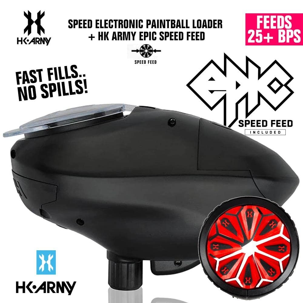 HK Army Speed Electronic Paintball Loader with Epic Speed Feed Combo 25 BPS