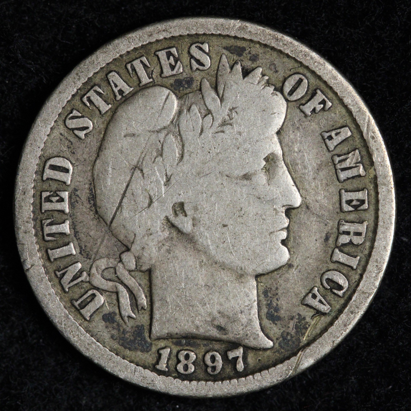 1897-S Barber Silver Dime FINE E296 KQCN