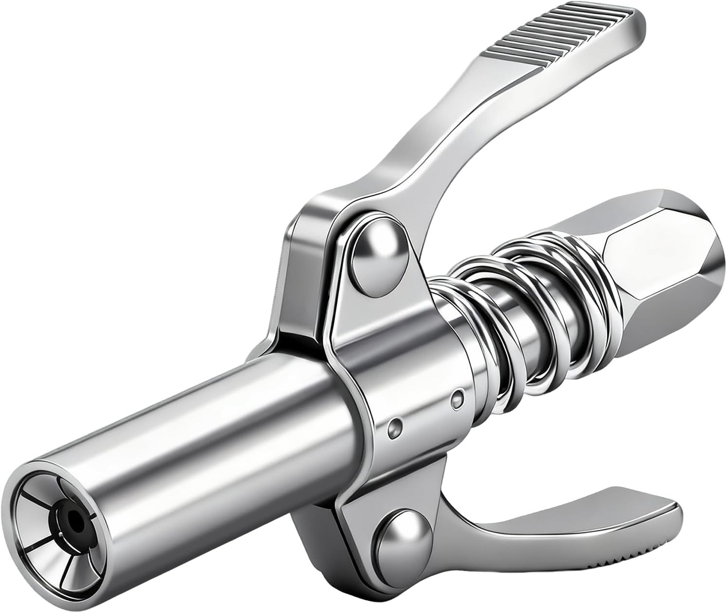 12000 PSI High Pressure Grease Gun Coupler, 1/8" NPT Dual Handle Lock-On Head, L