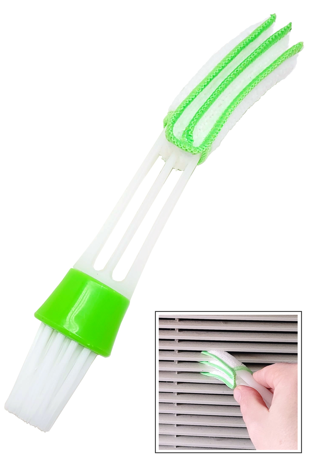 Dual Use Vent Cleaning Tool - 2-In-1 Washable Microfiber Duster and Nylon Brush