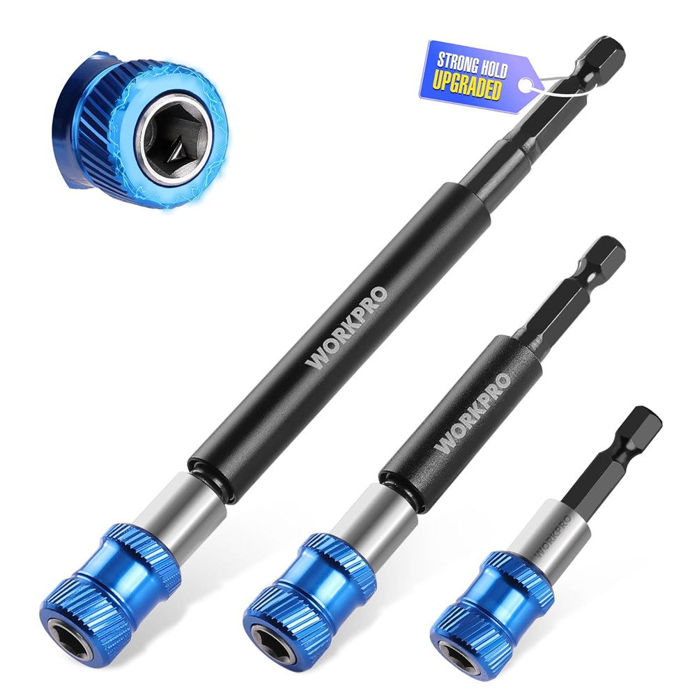 WORKPRO 3PCS 2-3/8" 4" 6" Drill Bit Extension Magnetic Quick Release Bit Holders
