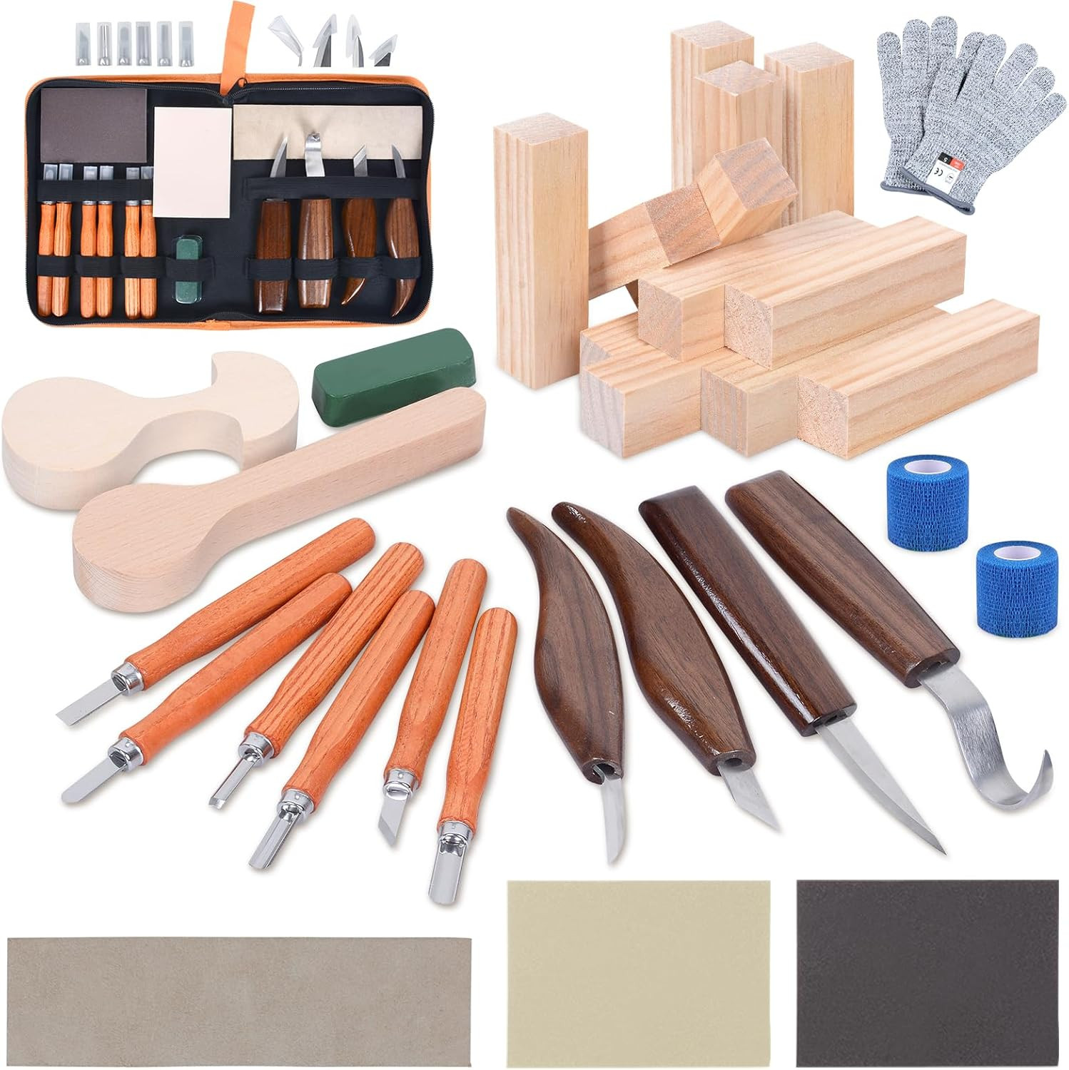 Ninonly 42Pcs Wood Carving Tools Kit, Wood Whittling Knife Set for Beginners, Wo