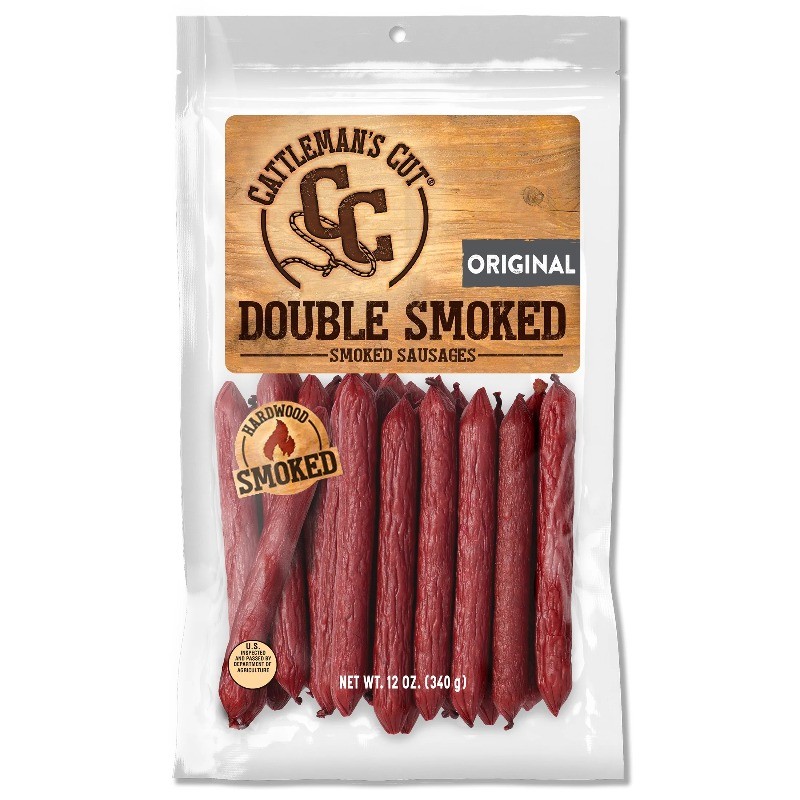 (4 pack) Double Smoked Sausages 12oz, Shelf-Stable Resealable Bag