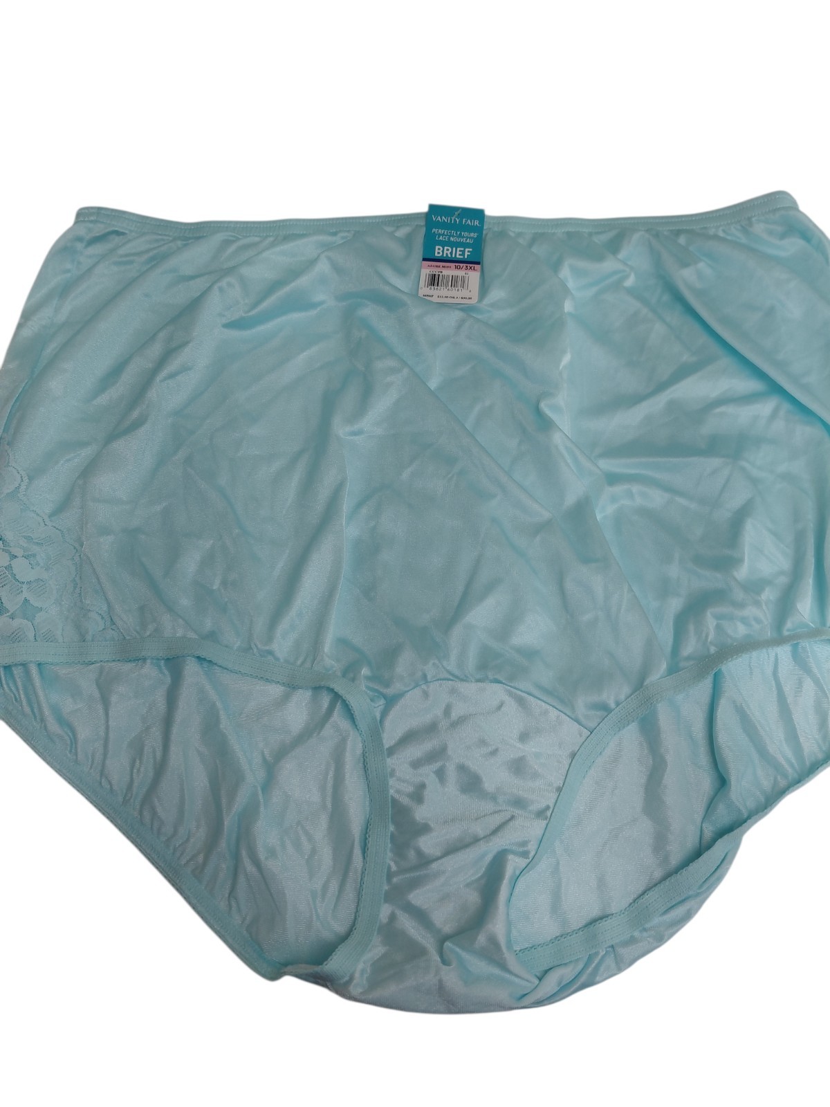Vintage Light Blue Vanity Fair Granny Brief Size 10/3XL With Lace