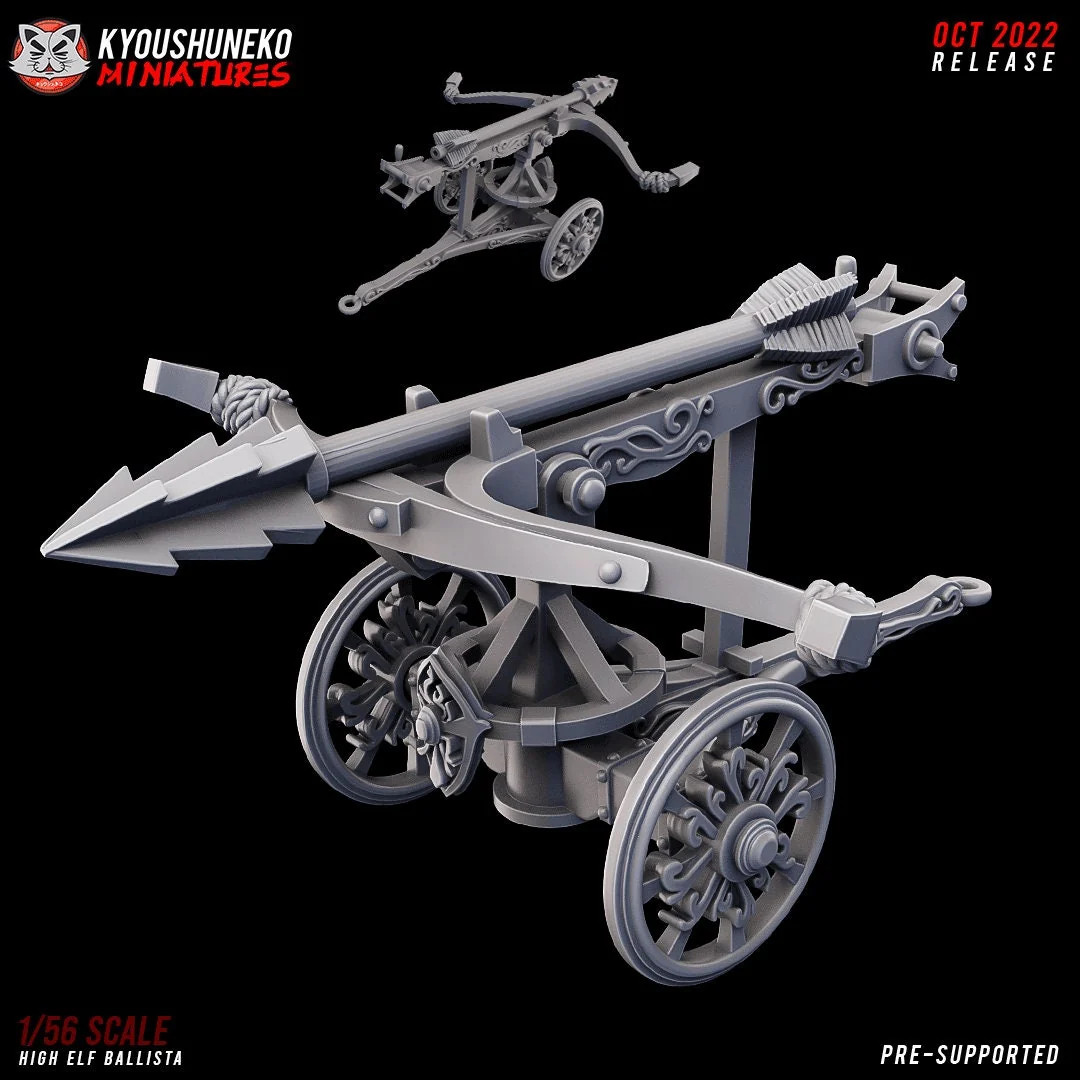 High Elf Bolt Thrower with 3x Crew - 28-32mm High - Resin Tabletop Miniature