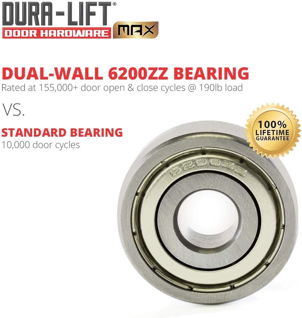 Long-lasting 6200ZZ Bearing Garage Rollers, 10 Pack