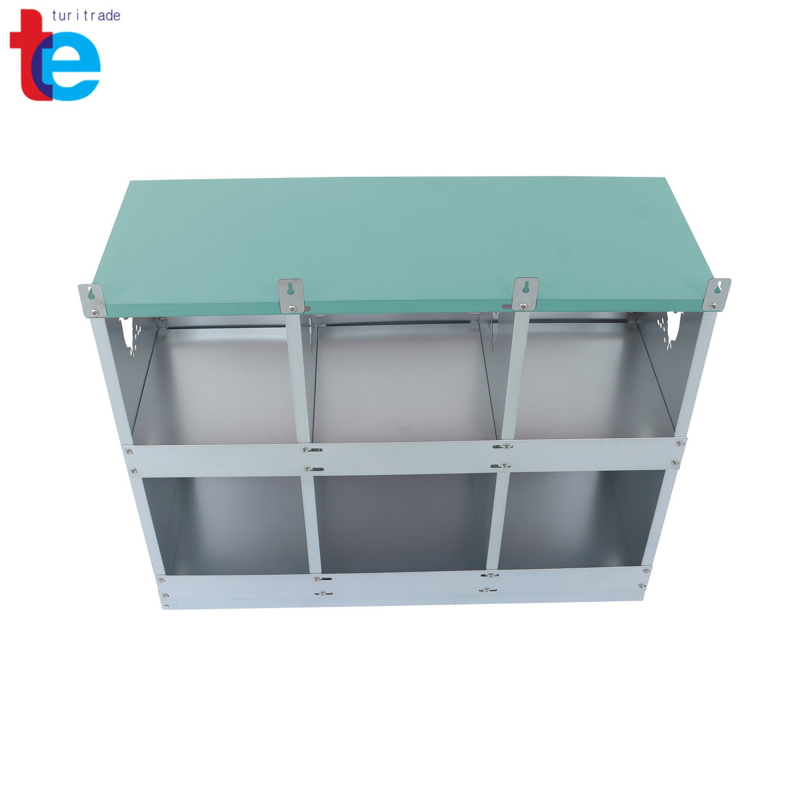 Sturdy Chicken Nesting Boxes - 6 Compartment Metal Poultry Nest Box Wall Mount