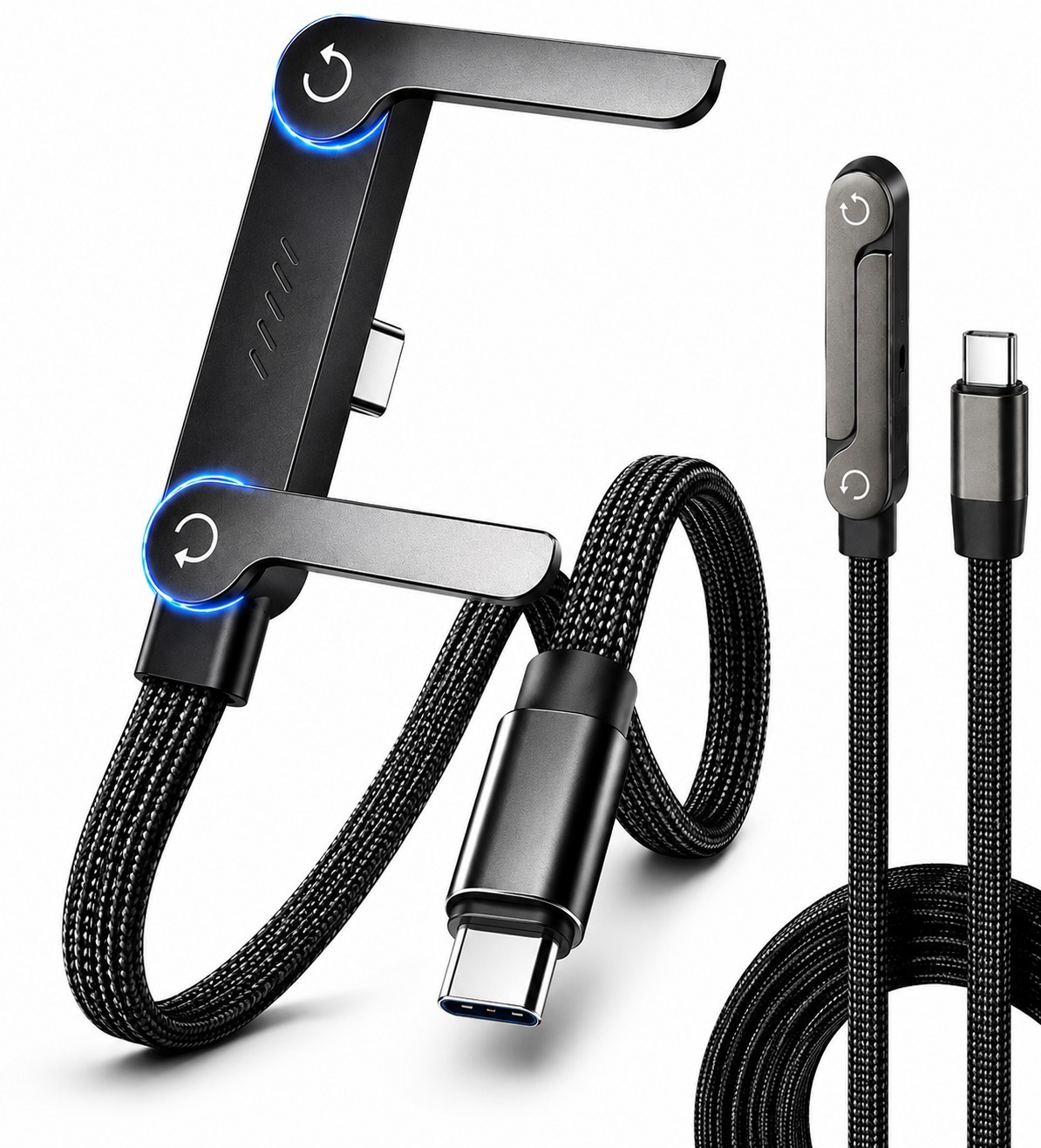 2-in-1 Invisible Holder Charger Cable–240W Fast Charging Cord with Phone Stand