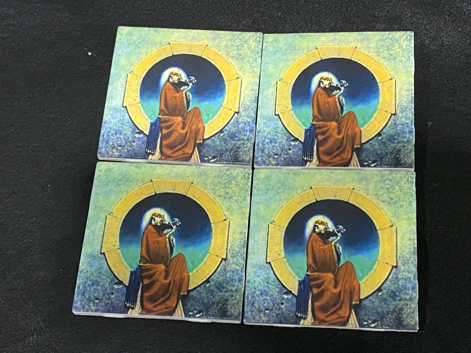 Set of 4 Grateful Dead Ceramic Table Waterproof Cork Back Coasters.