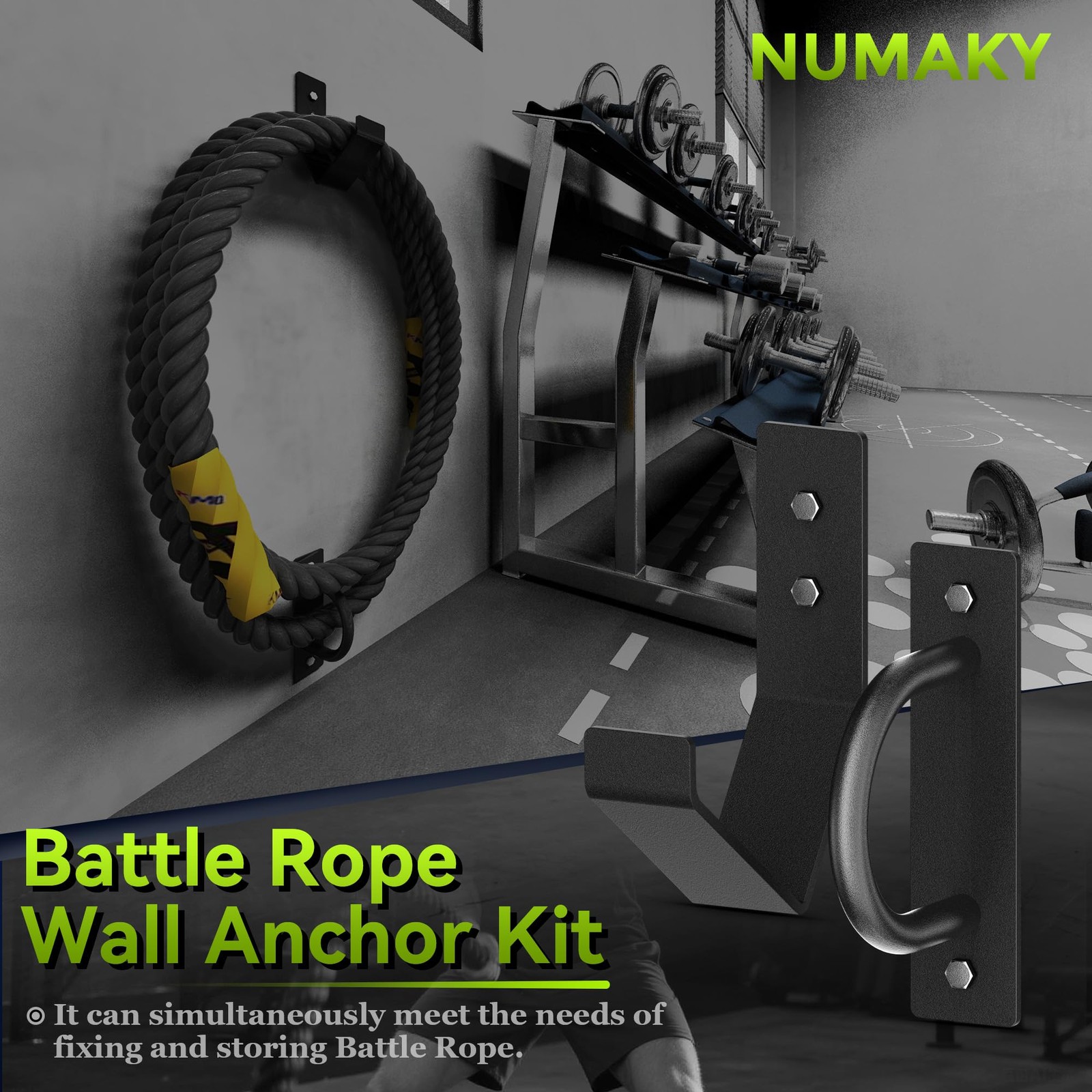 Heavy Duty Battle Rope Wall Anchor with Storage Hook Includes Screws & Washers