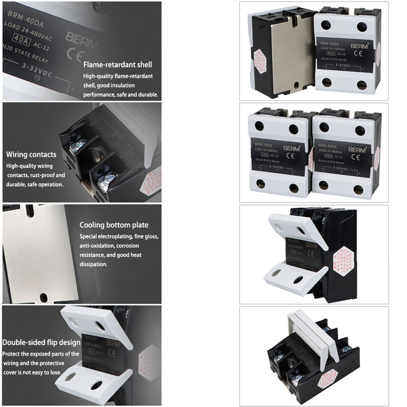 10A - 100A Single Phase BRM Solid State Relays Module DC 3V-32V to AC 24V-480V