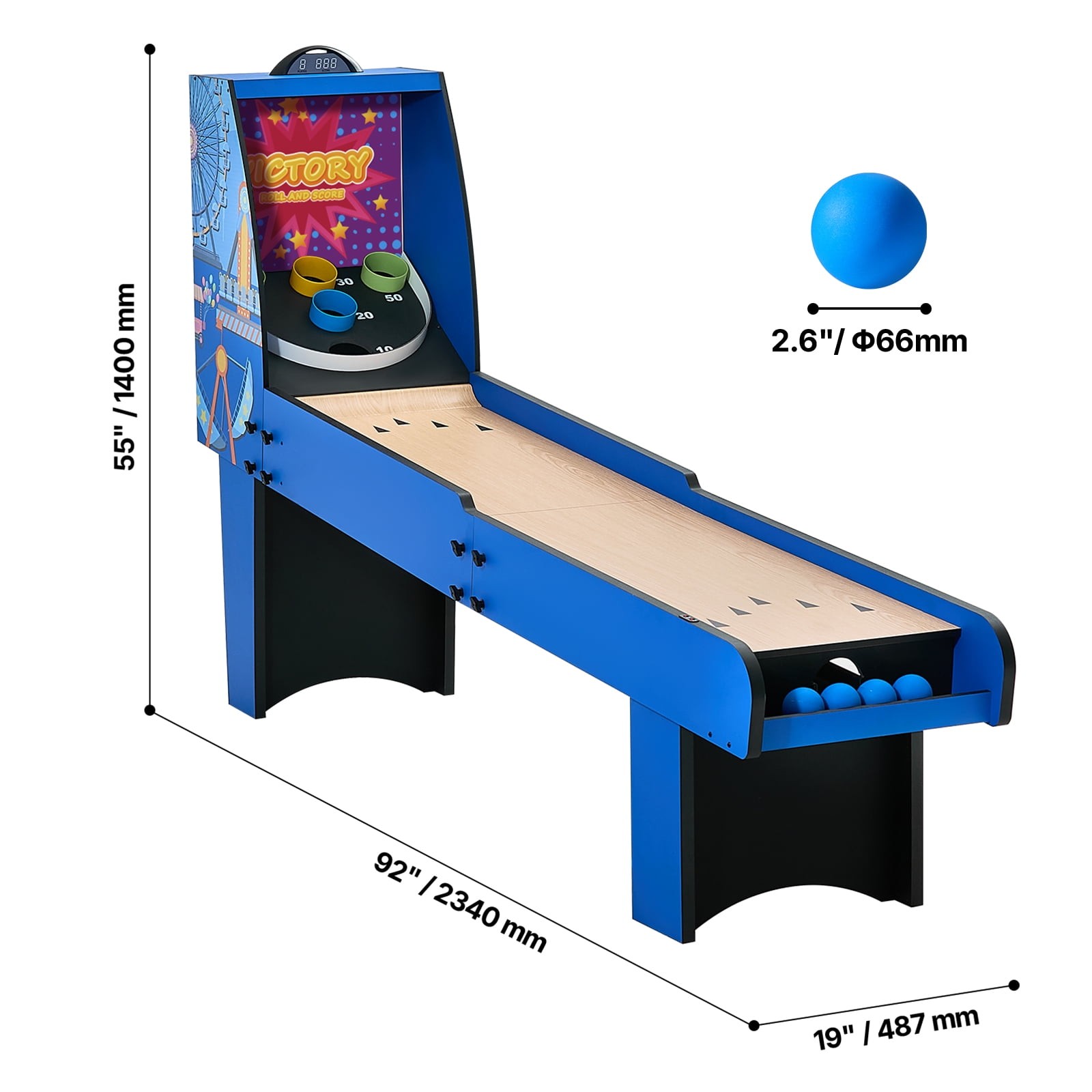 8' Scoring Rolling Traditional Arcade Game Table Indoor Arcade Scorekeeper