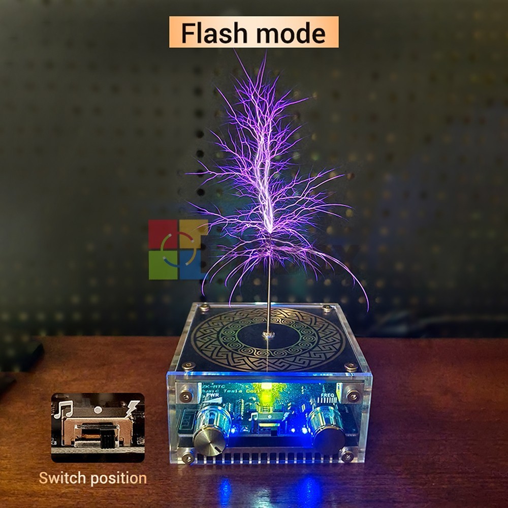 Music Tesla Coil 2Mode Artificial Lightning Touchable BT Decoding Colorful Light
