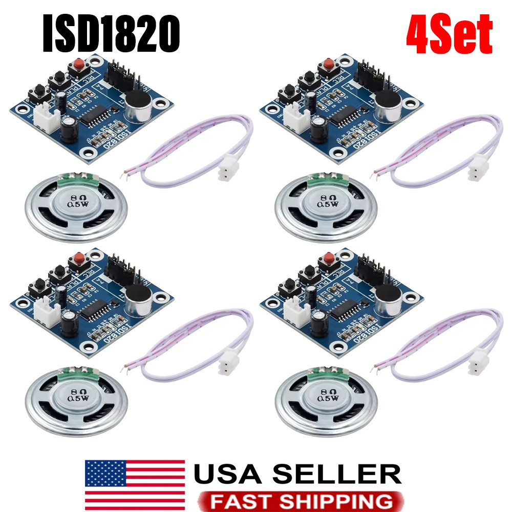 4Set ISD1820 Sound Voice Record Playback Module With Mic Sound Audio Loudspeaker