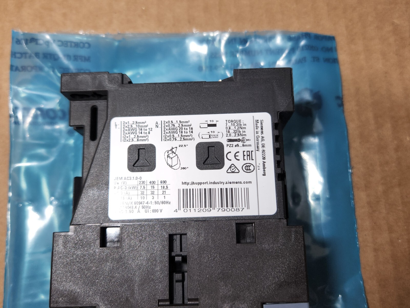 NEW Siemens 3RT2027-1BB40 Power Contactor Motor Control