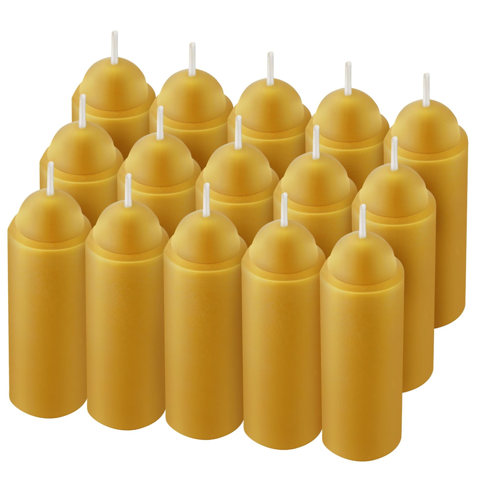 Dunkive 15 Pcs 15H Natural Beeswax Candles for Candle Lanterns, Yellow