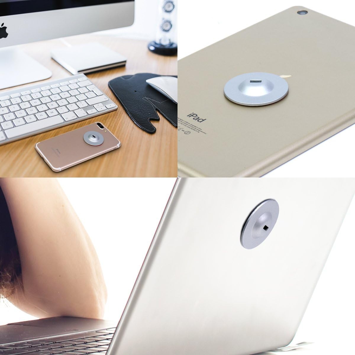 Durable Adhesive Lock Plate - Universal Security for Laptop & Phone - 4 Pack