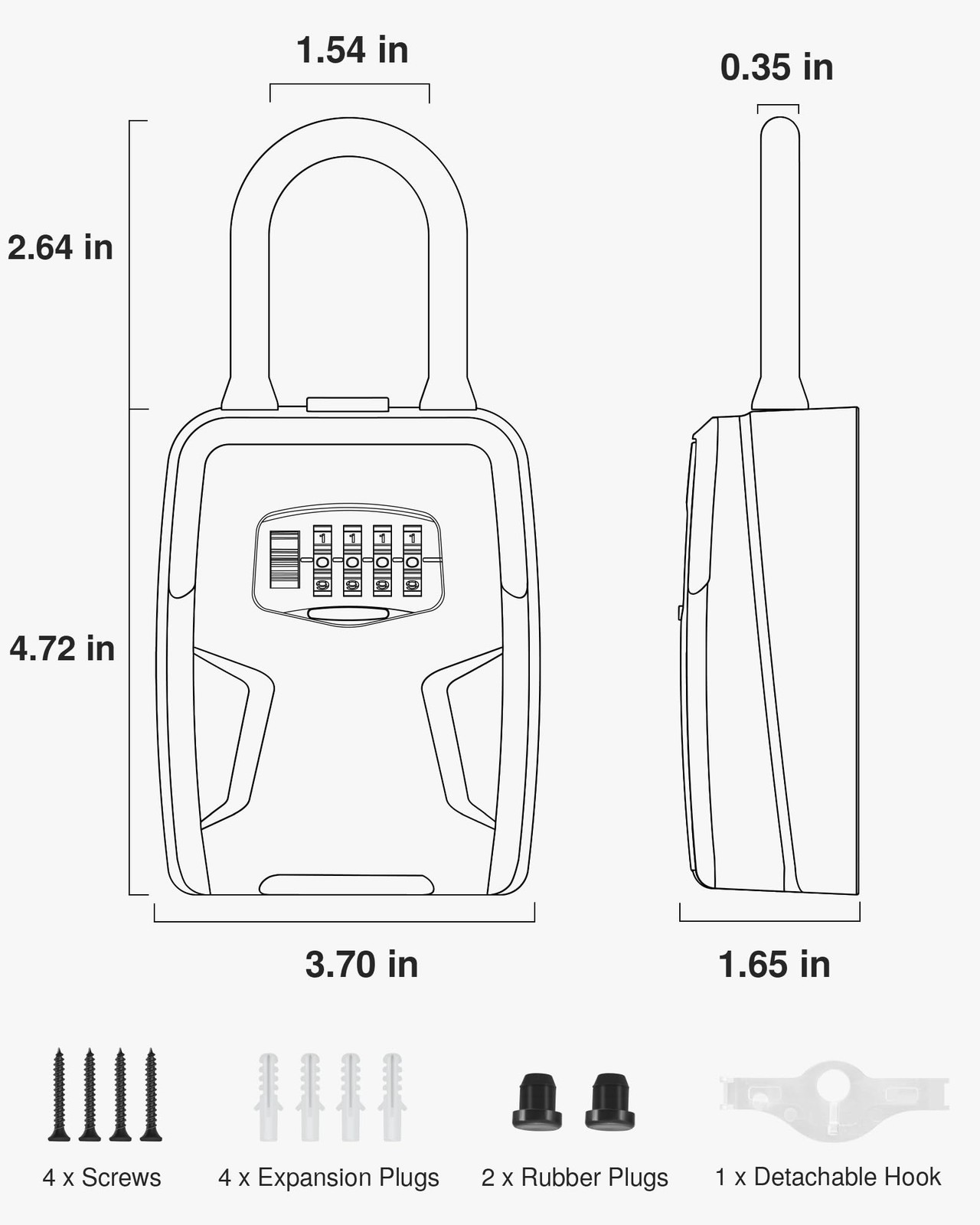 Large Key Lockbox with Hook, Resettable Combination Code Lock Box, Waterproof...