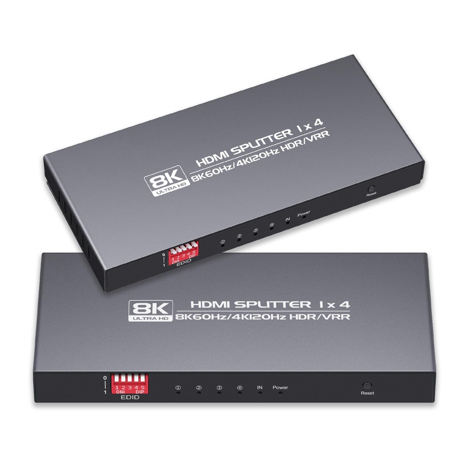 8K HDMI Splitter 1 in 4 Out 4K@120hz, 8K@60Hz HDMI 2.1 Splitter 1x4, Downscal...