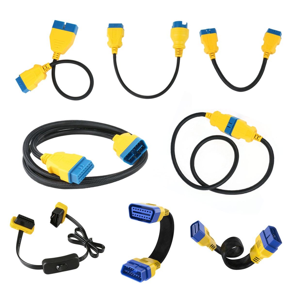 OBD2 Connector Extender Cable 30cm~150cm 38Pin/12Pin/16Pin Male To Female 16Pin