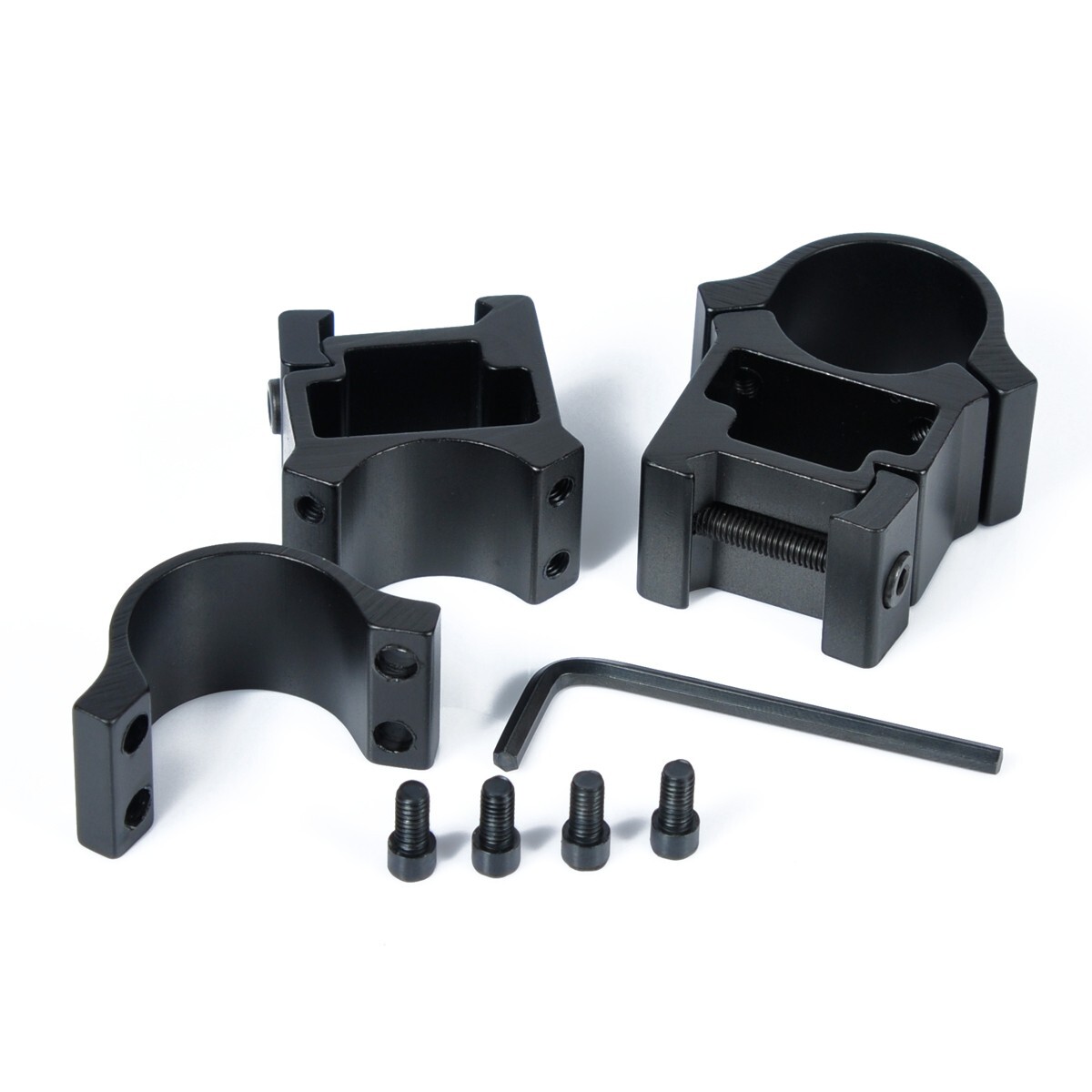 2 Pcs 1"/30mm Diameter High Profile See-Thru Picatinny Scope Ring Mount