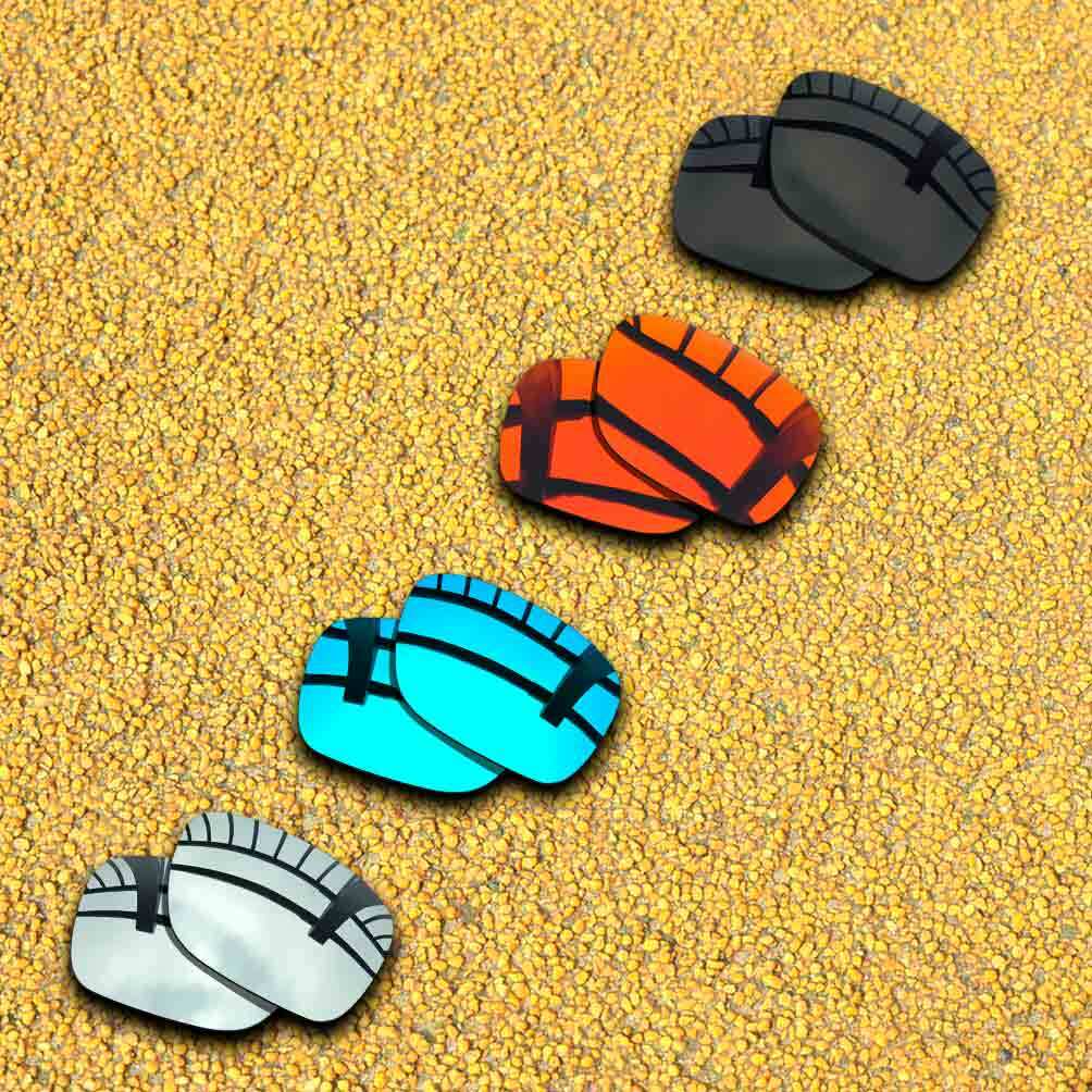 4 Pairs Polarized Lenses Replacement for-Oakley Forehand-Black&Silver&Blue&Red