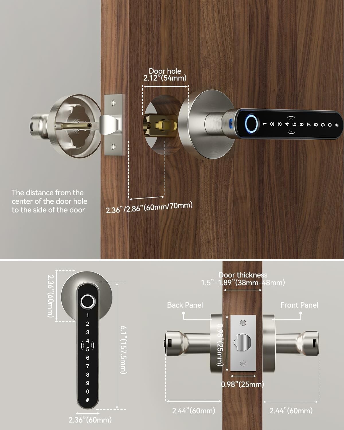 Fingerprint Smart Door Lock with Handle & Keypad Remote Access Bluetooth APP