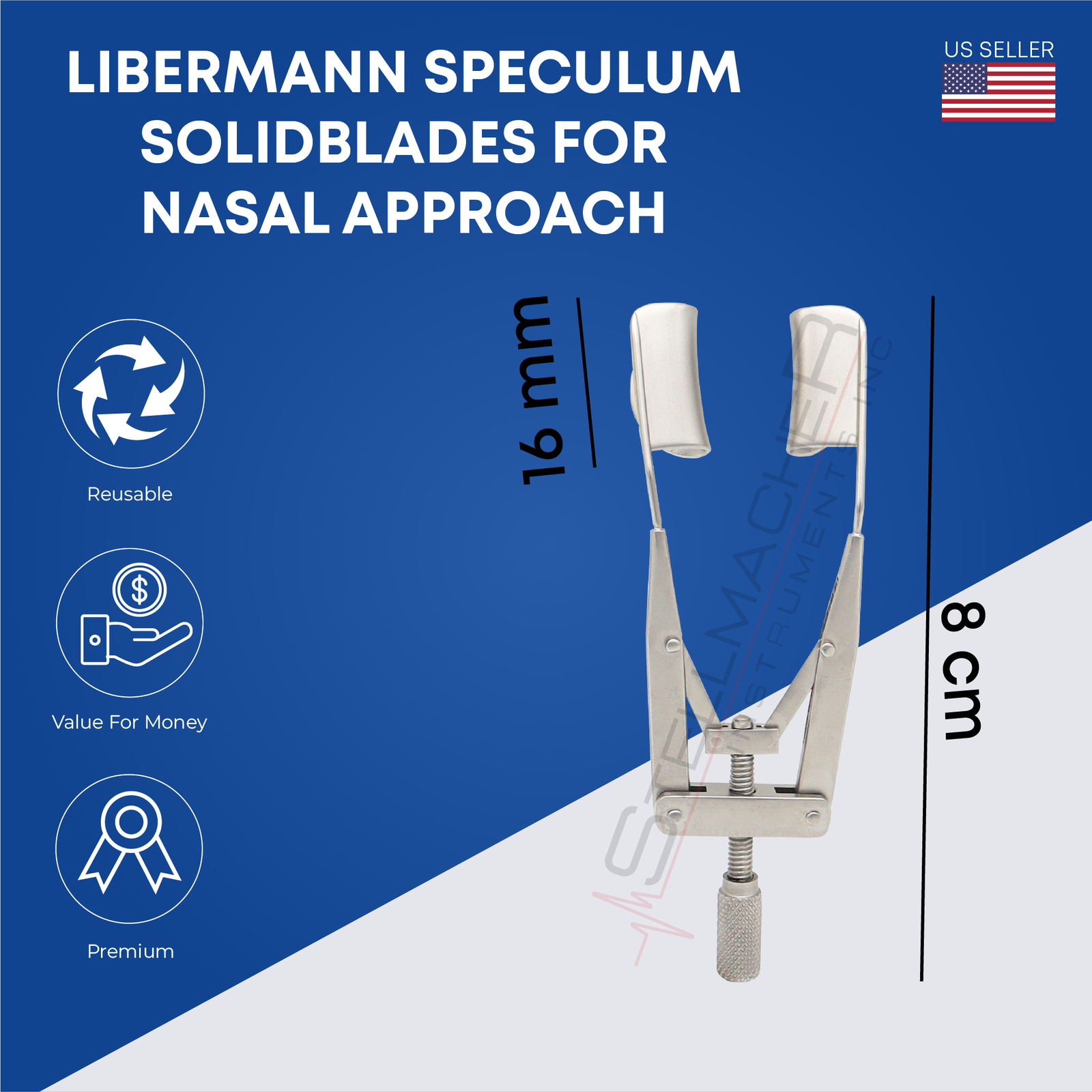 Libermann Speculum Solid Blades for nasal Approach 16mm Ophthalmic Instrument