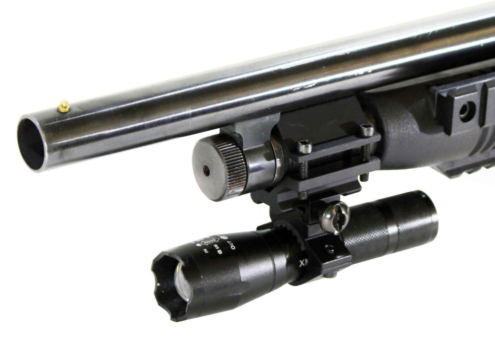 Mossberg 590 12-gauge pump flashlight 1200L hunting home defense tactical gear.