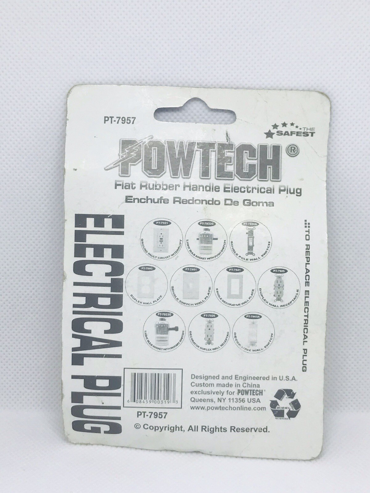 Powtech Flat Rubber Handle Electrical Plug Replaces -PT-7957…79