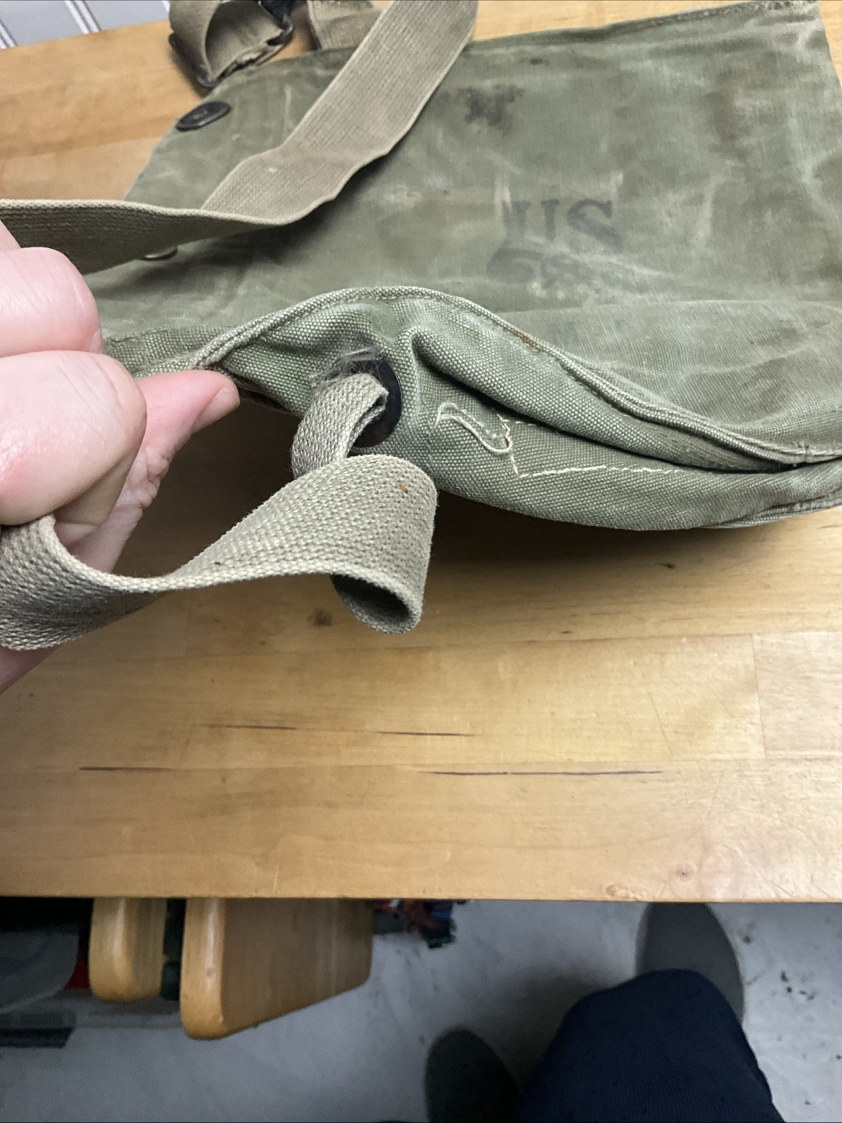 P US Olive Canvas Gas Mask Bag Field Protective M9A1 M-L