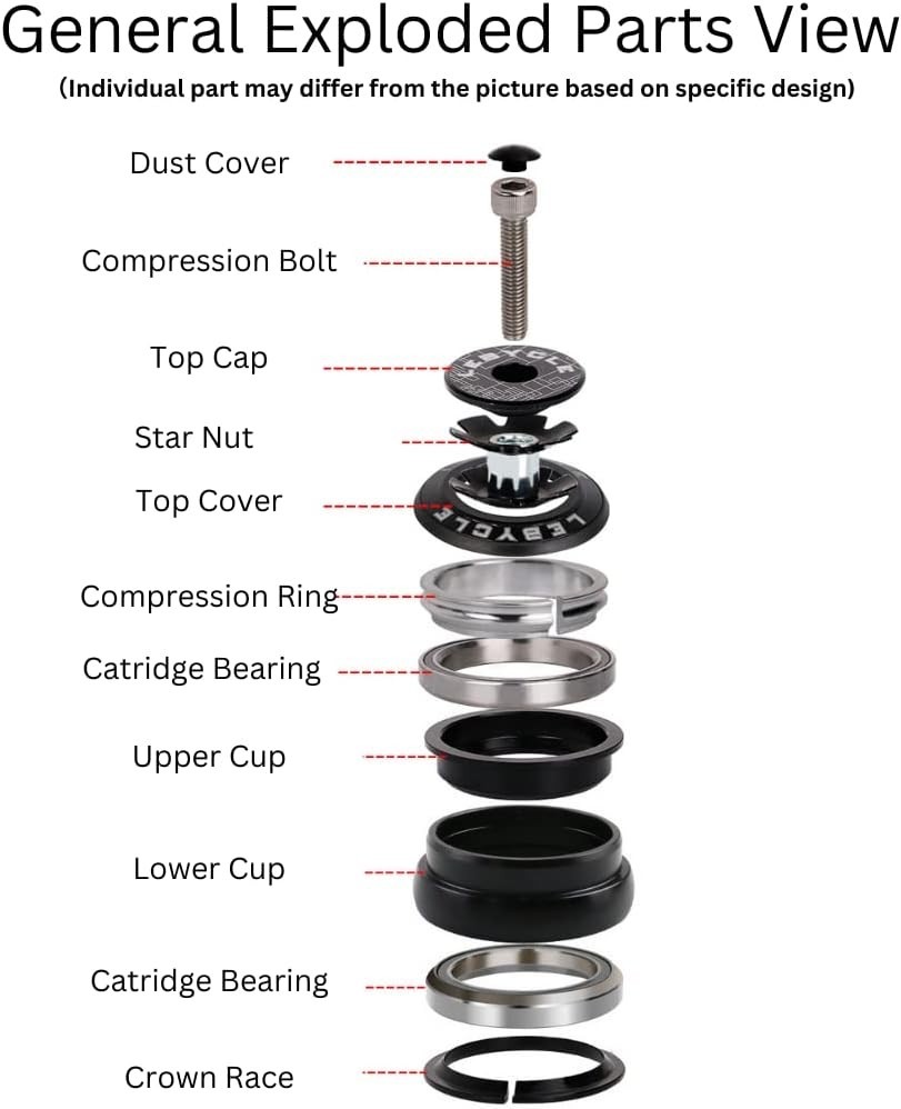44mm ZS44 Zero Stack Bike Headset with Sealed Bearings - Durable & Lightweight