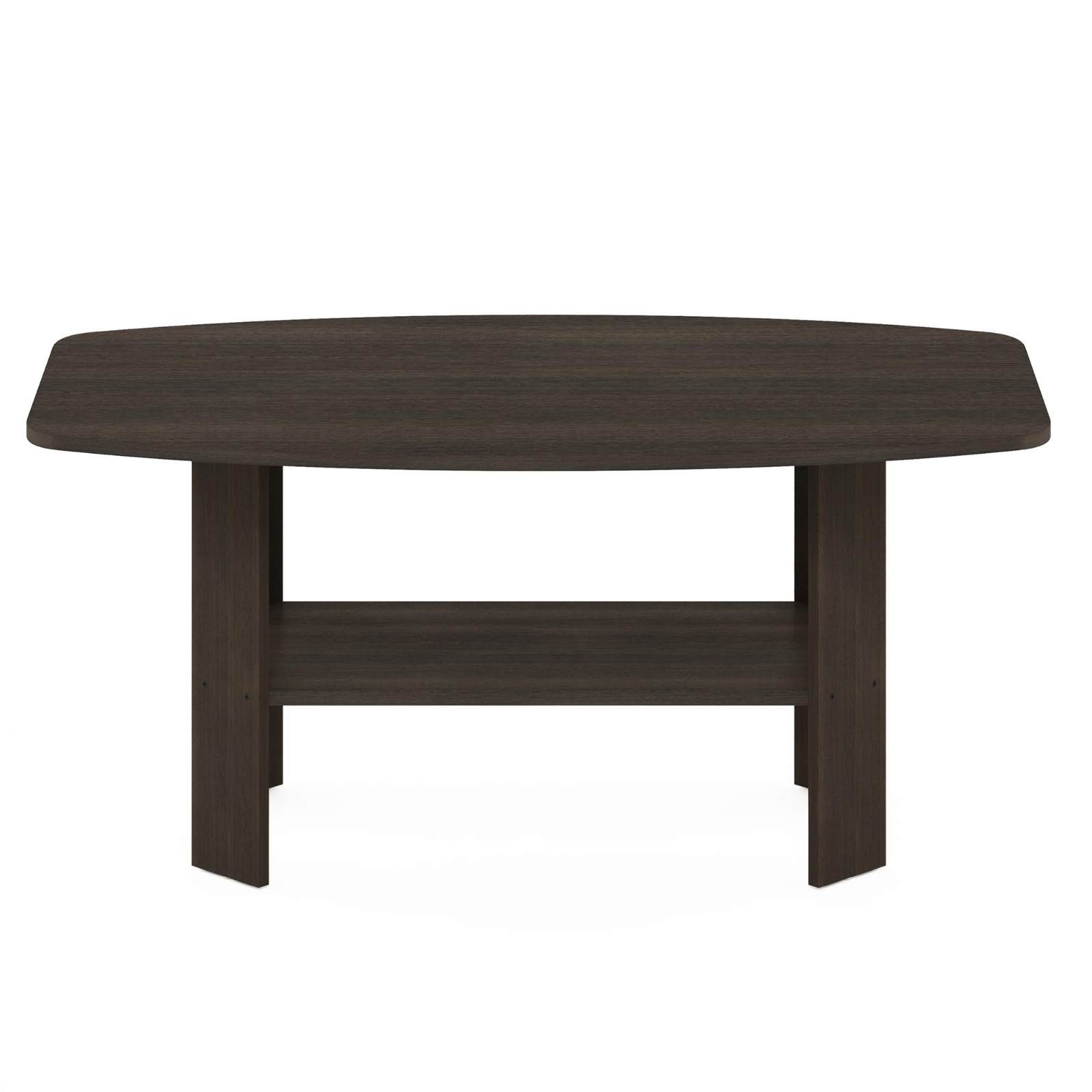 Modern Dark Brown Coffee Table with Open Shelf - Small Side Table for Living Roo